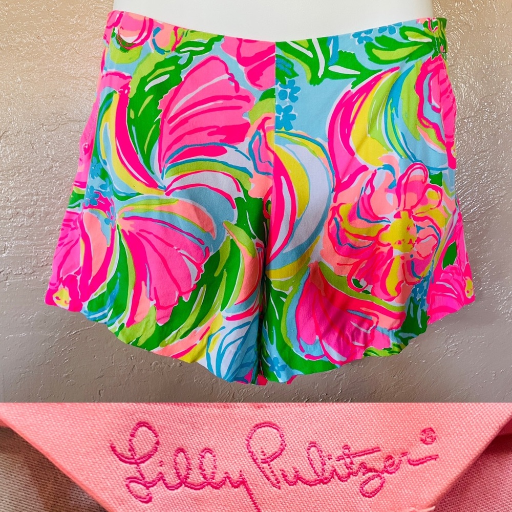 Lilly Pulitzer Bright Pink Multicolor Floral Print Shorts